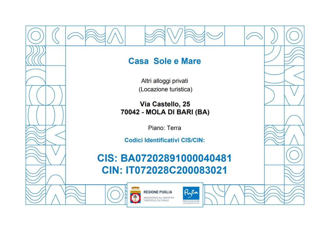 Villa Casa Sole E Mare Mola di Bari Esterno foto